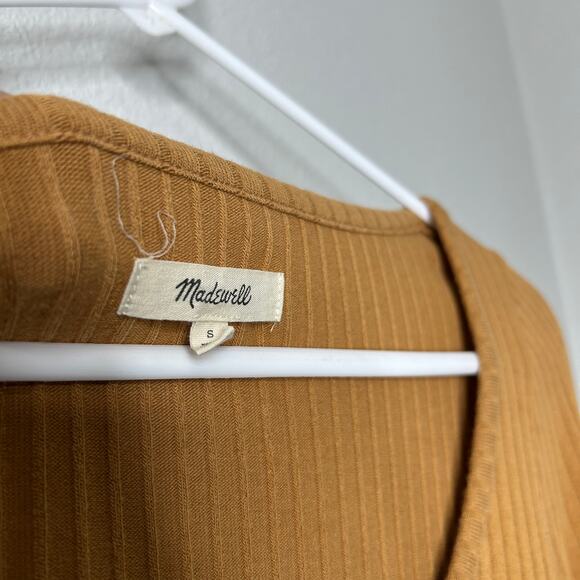 Madewell Cardigan Crop Tee Small Ribbed Knit Toffee - Picture 5 of 6